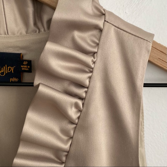 Just Taylor Champagne Satin Cocktail Dress SZ 4P - Picture 3 of 9